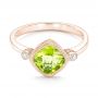 18k Rose Gold 18k Rose Gold Peridot And Diamond Ring - Flat View -  102637 - Thumbnail