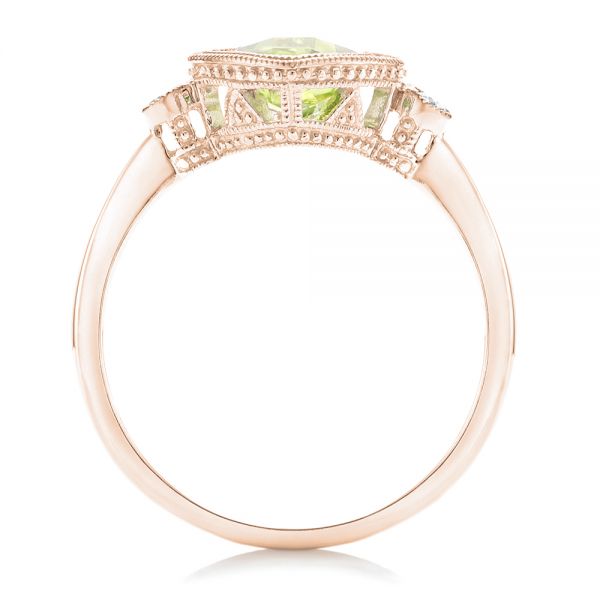 14k Rose Gold 14k Rose Gold Peridot And Diamond Ring - Front View -  102637