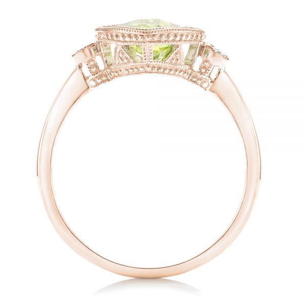 14k Rose Gold 14k Rose Gold Peridot And Diamond Ring - Front View - 102637
