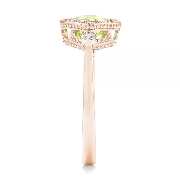18k Rose Gold 18k Rose Gold Peridot And Diamond Ring - Side View -  102637