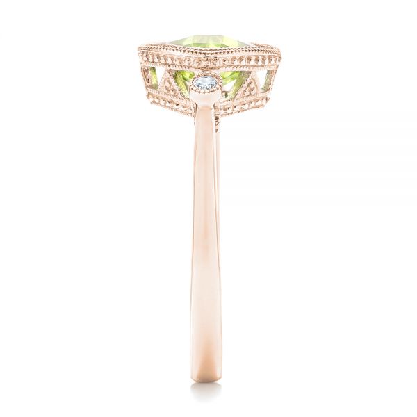 14k Rose Gold 14k Rose Gold Peridot And Diamond Ring - Side View - 102637