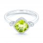 14k White Gold Peridot And Diamond Ring - Flat View -  102637 - Thumbnail