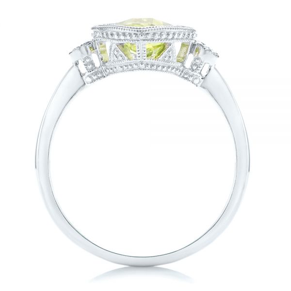14k White Gold Peridot And Diamond Ring - Front View - 102637