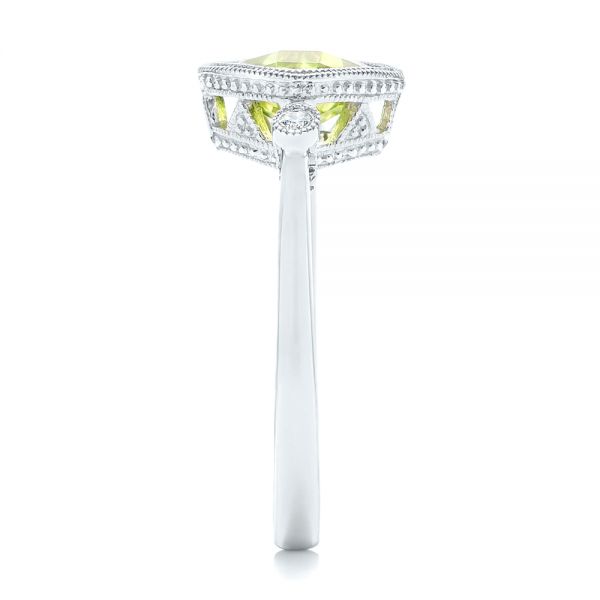 14k White Gold Peridot And Diamond Ring - Side View - 102637