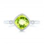 14k White Gold Peridot And Diamond Ring - Top View -  102637 - Thumbnail