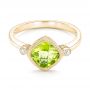 18k Yellow Gold 18k Yellow Gold Peridot And Diamond Ring - Flat View -  102637 - Thumbnail