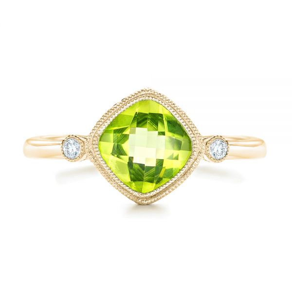 18k Yellow Gold 18k Yellow Gold Peridot And Diamond Ring - Top View -  102637