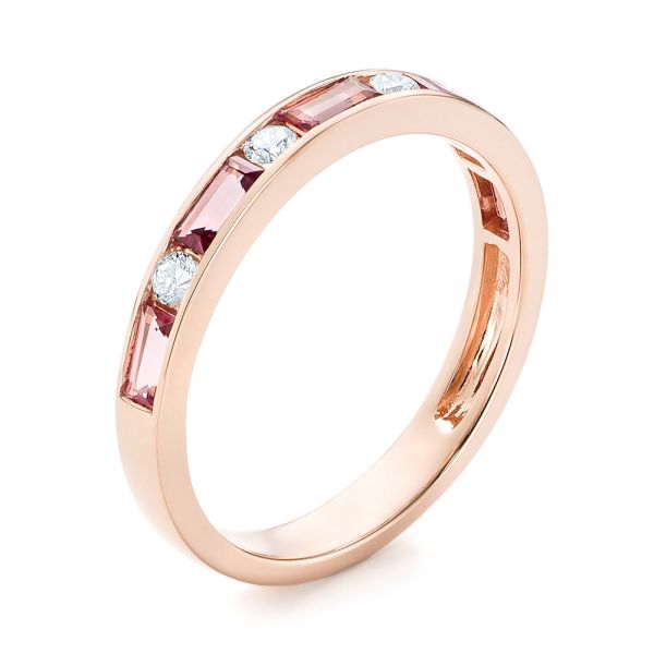 18k Rose Gold 18k Rose Gold Pink Tourmaline And Diamond Ring - Three-Quarter View -  103764