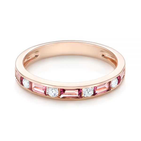 14k Rose Gold Pink Tourmaline And Diamond Ring - Flat View -  103764
