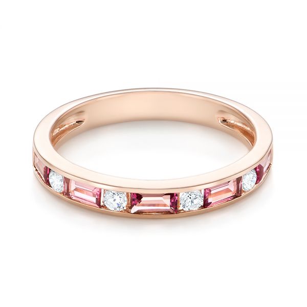 14k Rose Gold Pink Tourmaline And Diamond Ring - Flat View - 103764