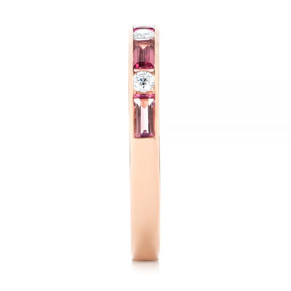 14k Rose Gold Pink Tourmaline And Diamond Ring - Side View - 103764