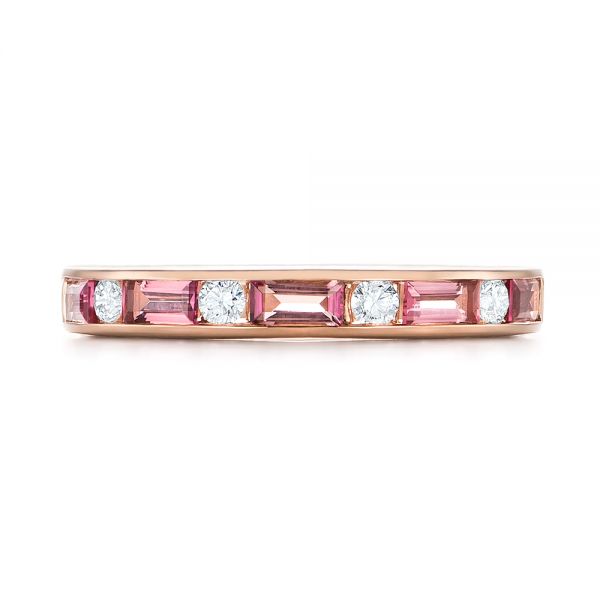 14k Rose Gold Pink Tourmaline And Diamond Ring - Top View -  103764