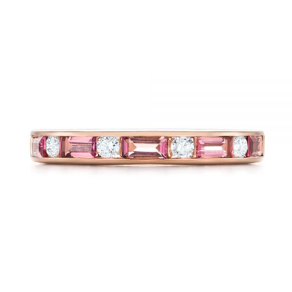 14k Rose Gold Pink Tourmaline And Diamond Ring - Top View - 103764