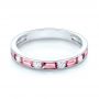 18k White Gold 18k White Gold Pink Tourmaline And Diamond Ring - Flat View -  103764 - Thumbnail