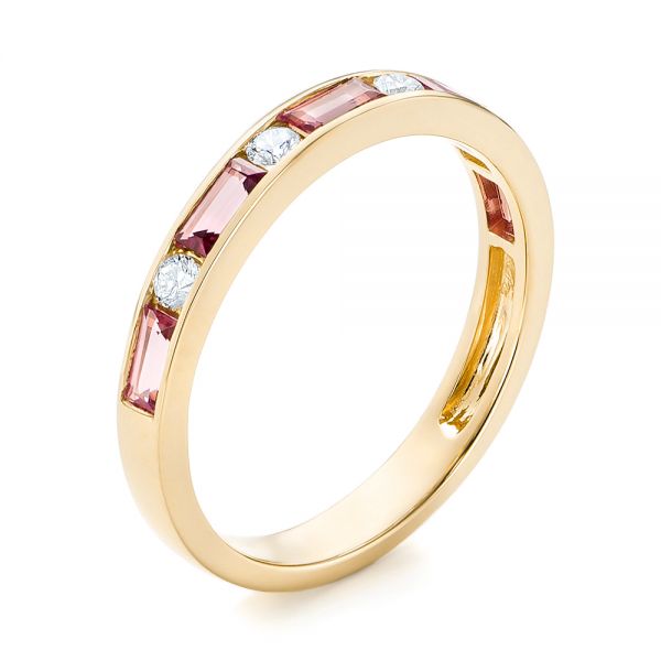 14k Yellow Gold 14k Yellow Gold Pink Tourmaline And Diamond Ring - Three-Quarter View -  103764