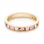 18k Yellow Gold 18k Yellow Gold Pink Tourmaline And Diamond Ring - Flat View -  103764 - Thumbnail