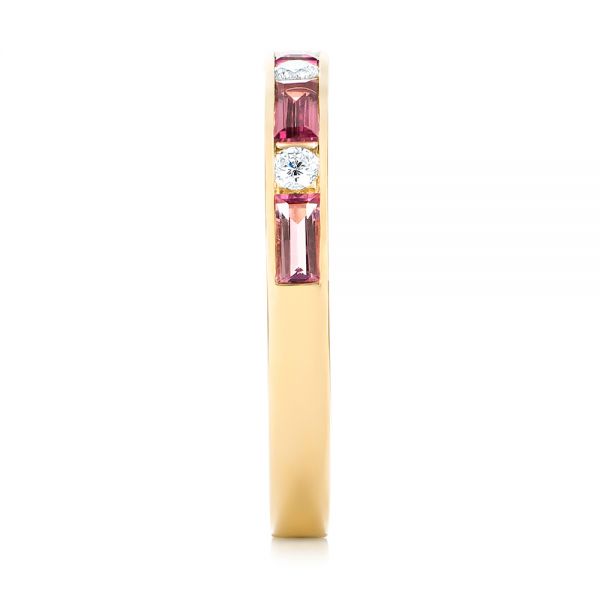 14k Yellow Gold 14k Yellow Gold Pink Tourmaline And Diamond Ring - Side View -  103764