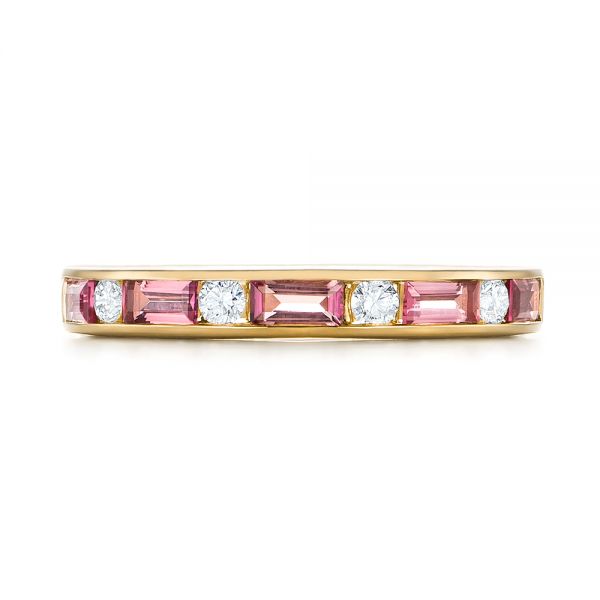 14k Yellow Gold 14k Yellow Gold Pink Tourmaline And Diamond Ring - Top View -  103764