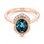 14k Rose Gold Diamond And London Blue Topaz Fashion Ring - Flat View -  103173 - Thumbnail