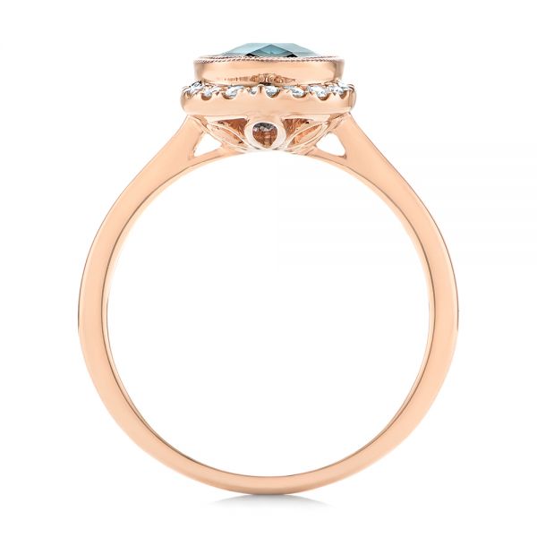 14k Rose Gold Diamond And London Blue Topaz Fashion Ring - Front View -  103173
