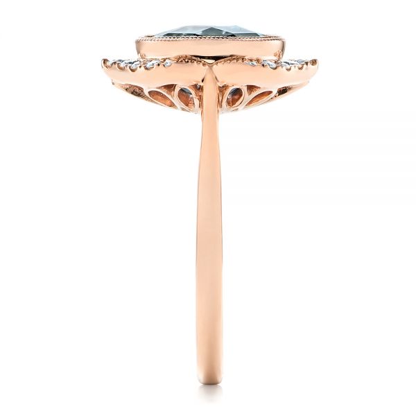 14k Rose Gold Diamond And London Blue Topaz Fashion Ring - Side View - 103173