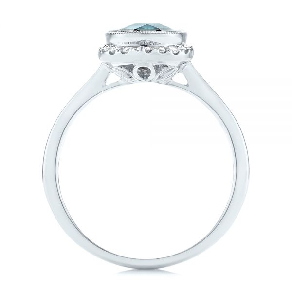 14k White Gold 14k White Gold Diamond And London Blue Topaz Fashion Ring - Front View -  103173