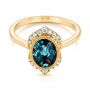 18k Yellow Gold 18k Yellow Gold Diamond And London Blue Topaz Fashion Ring - Flat View -  103173 - Thumbnail