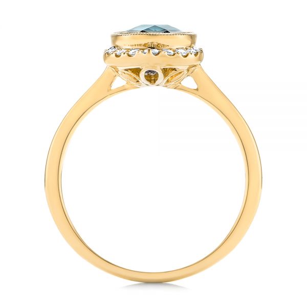 18k Yellow Gold 18k Yellow Gold Diamond And London Blue Topaz Fashion Ring - Front View -  103173