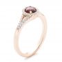 18k Rose Gold 18k Rose Gold Ruby And Diamond Halo Ring - Three-Quarter View -  102721 - Thumbnail