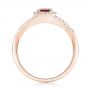 14k Rose Gold 14k Rose Gold Ruby And Diamond Halo Ring - Front View -  102721 - Thumbnail