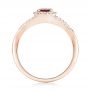 14k Rose Gold 14k Rose Gold Ruby And Diamond Halo Ring - Front View -  102721 - Thumbnail