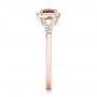 14k Rose Gold 14k Rose Gold Ruby And Diamond Halo Ring - Side View -  102721 - Thumbnail