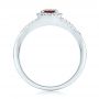 14k White Gold Ruby And Diamond Halo Ring - Front View -  102721 - Thumbnail