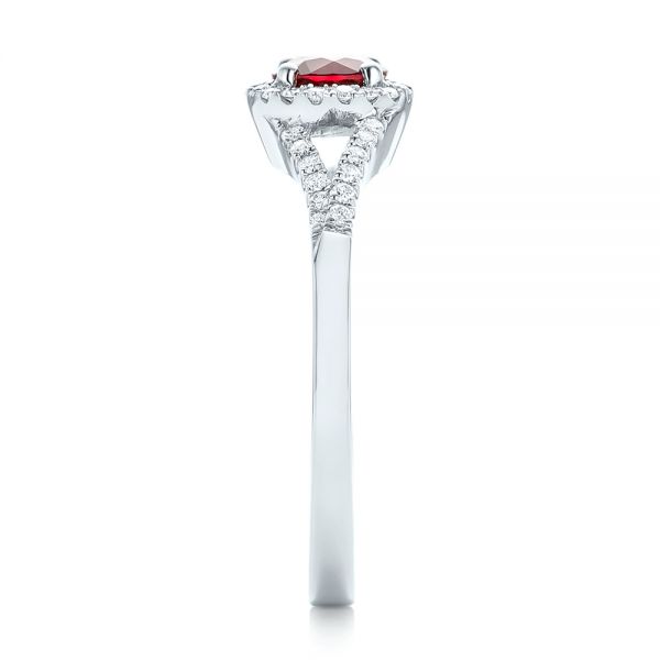  Platinum Platinum Ruby And Diamond Halo Ring - Side View -  102721