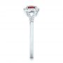 14k White Gold Ruby And Diamond Halo Ring - Side View -  102721 - Thumbnail