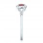 14k White Gold Ruby And Diamond Halo Ring - Side View -  102721 - Thumbnail