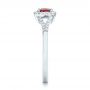 18k White Gold 18k White Gold Ruby And Diamond Halo Ring - Side View -  102721 - Thumbnail