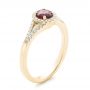 14k Yellow Gold 14k Yellow Gold Ruby And Diamond Halo Ring - Three-Quarter View -  102721 - Thumbnail