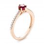 14k Rose Gold 14k Rose Gold Ruby And Diamond Ring - Three-Quarter View -  104586 - Thumbnail