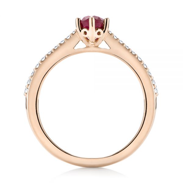 14k Rose Gold 14k Rose Gold Ruby And Diamond Ring - Front View -  104586