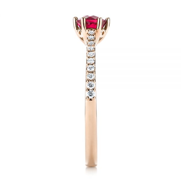 18k Rose Gold 18k Rose Gold Ruby And Diamond Ring - Side View -  104586