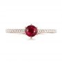 18k Rose Gold 18k Rose Gold Ruby And Diamond Ring - Top View -  104586 - Thumbnail