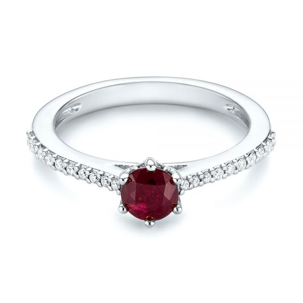 Platinum Platinum Ruby And Diamond Ring - Flat View - 104586