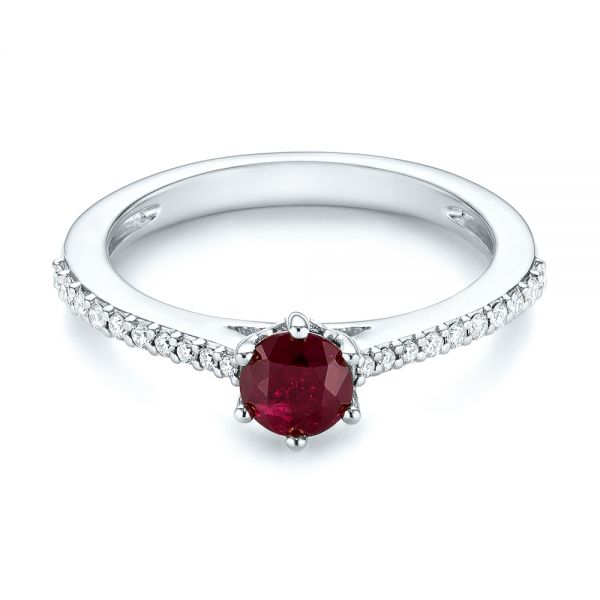 18k White Gold 18k White Gold Ruby And Diamond Ring - Flat View -  104586