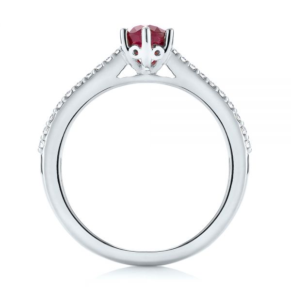 18k White Gold 18k White Gold Ruby And Diamond Ring - Front View -  104586