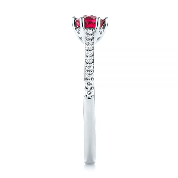 Platinum Platinum Ruby And Diamond Ring - Side View - 104586