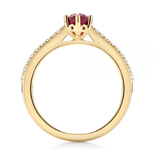 14k Yellow Gold Ruby And Diamond Ring - Front View - 104586