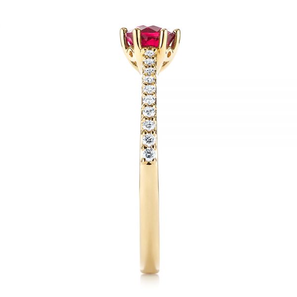 14k Yellow Gold Ruby And Diamond Ring - Side View - 104586