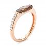 14k Rose Gold Smokey Quartz And Diamond Stackable Ring - Three-Quarter View -  104574 - Thumbnail