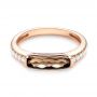 14k Rose Gold Smokey Quartz And Diamond Stackable Ring - Flat View -  104574 - Thumbnail